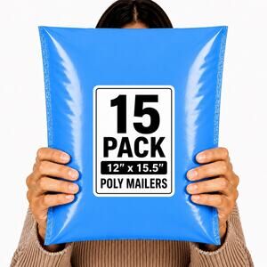 POLY MAILERS BLUE (15 PACK) 12x15.5 SELF SEAL SHIPPING BAGS MAILING BAGS NEW